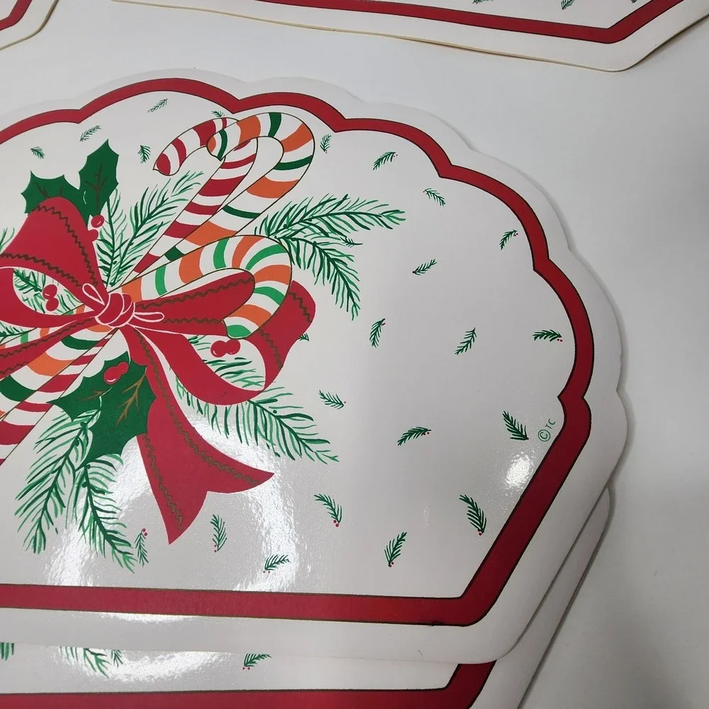 Town & Country Vinyl 1980s Christmas Table Placemats 6- 18